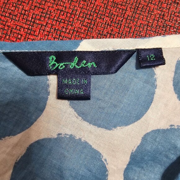 Boden Retro Y2K Babydoll Blouse US Sz 8 Blue‎ Polka Dot Sleeveless Preppy Summer - Picture 6 of 10